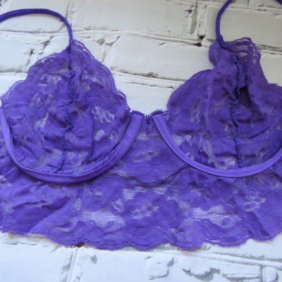 Vintage 1980s Purple Lace Cropped Bustier - Picture 4 of 5